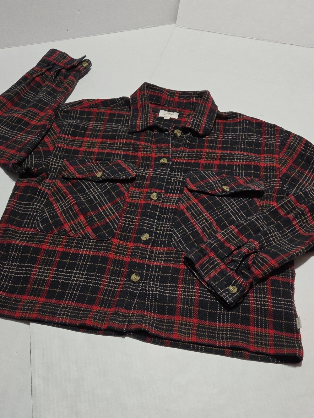 Brixton Red Black Plaid Jacket with Chest Pockets